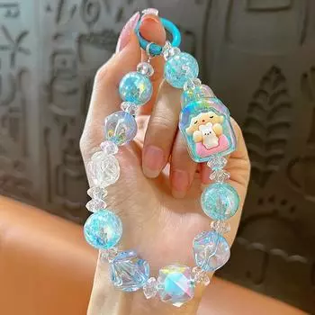 Милые кроличьи ушки для девочек, бусины, цепочка для мобильного телефона, милый чехол для телефона, подвеска на запястье, веревка, брелок, сумка, подвески, аксессуары, подарки зелёный