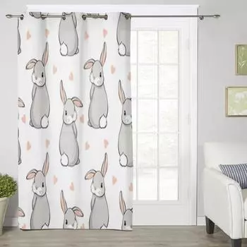 Милые кролики и сердечки оконные шторы для гостиной спальни роскошные современные кухонные шторы тканевые шторы 135W x 60H(cm) x1