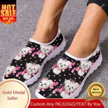 Милые кроссовки с принтом собачки для домашних животных, сетчатые кроссовки для женщин, мужчин, подростков, повседневные, модные, изготовленные на заказ, теннисные туфли на плоской подошве для пар 35