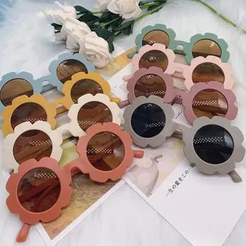 Милые круглые детские солнцезащитные очки с цветком UV400 для мальчиков и девочек, летние детские солнцезащитные очки для отдыха на природе Style 2