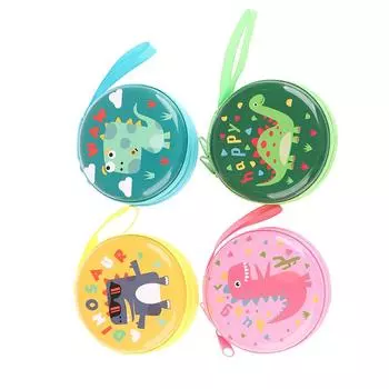 Милые круглые кошельки с динозаврами, милый кошелек с принтом на молнии, кошелек для мелочей для мальчиков и девочек, сумка для хранения наушников розовый