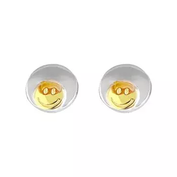 Милые круглые серьги-смайлики. Нишевый дизайн и персонализированные модные серьги.