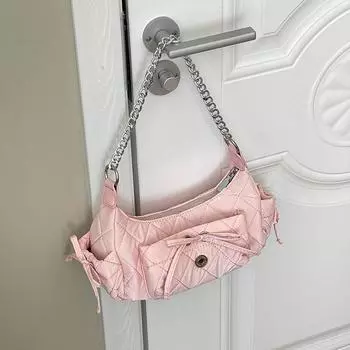 Милые крутые сумки для девочек через плечо, новая сумка через плечо с ромбом и бантом, модные женские сумки из мягкой ткани