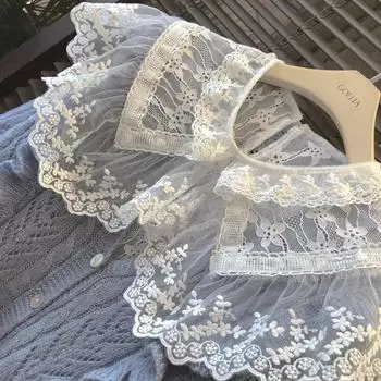 Милые кружевные блузки женские прозрачные ажурные белые футболки блузки для девочек рубашки с расклешенными рукавами одежда женская One Size белый