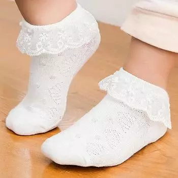 Милые кружевные дышащие хлопковые носки принцессы ярких цветов для маленьких девочек XXL белый