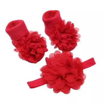 Милые кружевные хлопковые носки с цветочным принтом для новорожденных и набор реквизита для фотосессии с большим цветком