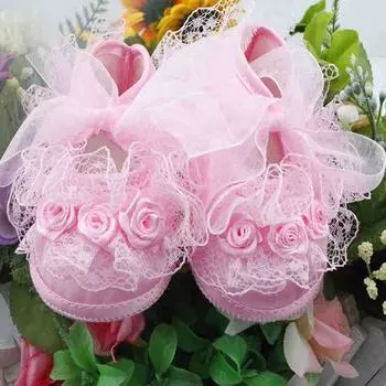 Милые кружевные туфли для маленьких девочек 3–12 месяцев с цветком розы для малышей, малышей, малышей 11
