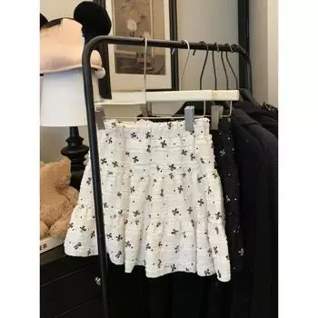 Милые кружевные юбки с высокой талией, женская винтажная одежда 2000-х годов Y2k, черные тонкие мини-юбки трапециевидной формы, японская кавайная одежда, летние XS чёрный