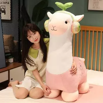 Милые куклы Альпакассо, милые наушники, плюшевые игрушки из альпаки, мягкая подушка с животными для детей, рождественские подарки 25cm розовый