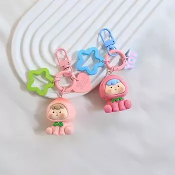 Милые куклы-фрукты, милый брелок, подвеска из смолы, брелок для ключей для женщин, девочек, детей, пар, автомобильная сумка, прекрасный подарок красный