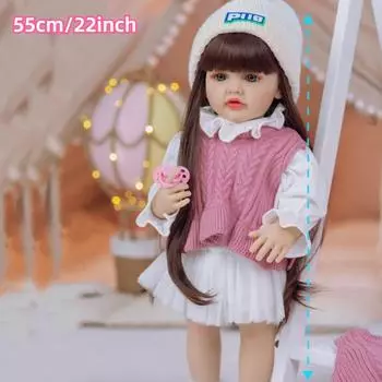 Милые куклы-перерождения с длинными волосами Бетти, 22-дюймовое полностью виниловое тело, кукла для новорожденных, которая может войти в воду, реалистичная кукла-девочка, прямолинейная игрушка для малышей 55cm girl doll