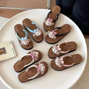 Милые кукольные тапочки, женская летняя одежда, новые модные мягкие нескользящие шлепанцы, домашние классные тапочки 35 чёрный