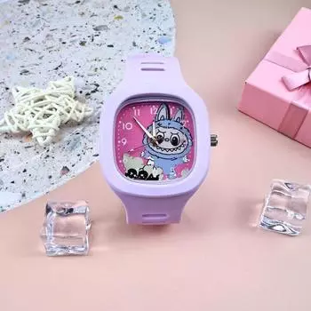 Милые квадратные часы Labubu из силикона и кварца, модные студенческие часы для мальчиков и девочек 1pc