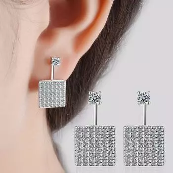 Милые квадратные геометрические короткие серьги женские модные вечерние украшения сверкающие аксессуары повседневная одежда подарок для подруг розового золота