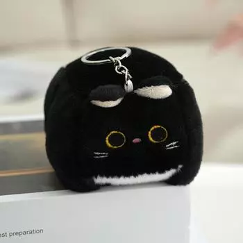 Милые квадратные мягкие игрушки для кошек, плюшевые кукольные кулоны для кошек, брелки для ключей, украшения для сумок и комнат серый