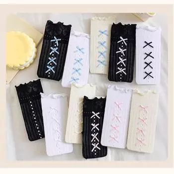 Милые летние носки до середины икры для детей, шикарные модные носки в стиле Лолиты для девочек, модные мягкие тонкие носки с бантом и цветочным принтом, аксессуары для одежды