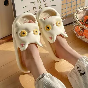 Милые летние женские тапочки с котом — нескользящие, мягкие сандалии из ЭВА для использования в помещении и на улице 38/39 светло-розовый