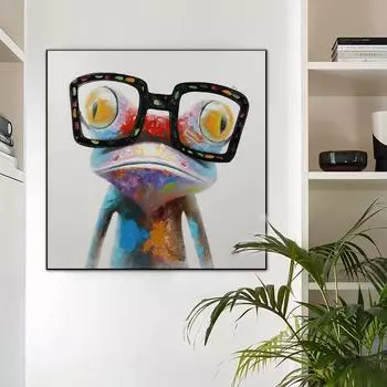 Милые лягушки, граффити, художественные картины на холсте, абстрактные постеры с животными и принты на холсте, настенная художественная картина для декора гостиной 20x20cm no frame