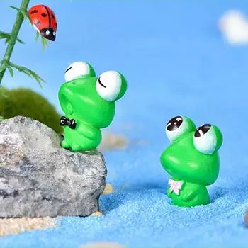 Милые лягушки Статуэтка, Садовые лягушки Украшения Животные Модель Фея Сад Миниатюрный Мох Пейзаж Diy Ремесло Принадлежности