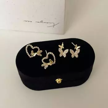 Милые, маленькие и нежные серьги-гвоздики в виде бабочек из циркония с надписью «Любовь», женское чувство дизайна, индивидуальность, модный темперамент, универсальные серьги, серьги.