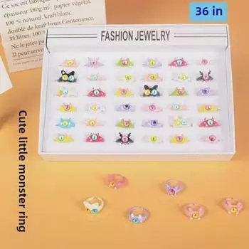 Милые маленькие кольца-монстры для детей: Популярные украшения для студентов Size 24