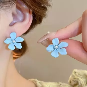 Милые маленькие серьги-гвоздики с цветком, симпатичные серьги-гвоздики с цветочным жемчугом, подарок для девочек розовый