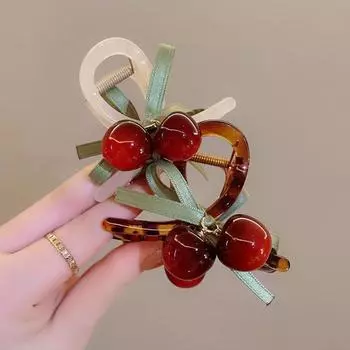 Милые маленькие заколки-крабы для волос в виде вишни, женские, для девочек, заколки-ленты, модные заколки для волос, головные уборы в виде краба, аксессуары для волос, головной убор с орнаментом абрикосовый