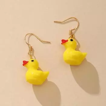 Милые маленькие желтые утиные висячие серьги для женщин, минималистичные серьги, простые висячие серьги, украшения для девочек, аксессуары, подарок one size жёлтый