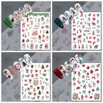 Милые маникюрные наклейки, мультяшные наклейки для ногтей, лак для ногтей, профессиональные рождественские наклейки для дизайна ногтей, женские наклейки