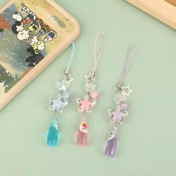 Милые милые цепочки для телефона, креативная подвеска в виде бутылки с напитком, ремешок для телефона для девочек, Y2K, ремешок для мобильного телефона, брелок фиолетовый