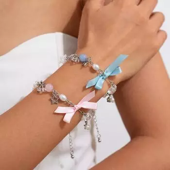 Милые милые девушки 2000 года браслеты-бантики цепочки модные звезды любовь сердце жемчуг кулон браслет студенты лучшие друзья подарок ювелирные изделия