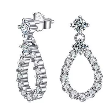 Милые милые роскошные ювелирные изделия из стерлингового серебра 925 пробы, полые серьги с каплями воды, белый топаз, CZ бриллиант, женские свадебные висячие серьги серебряный