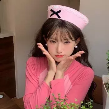 Милые милые женские шляпы Jk Uniform Bow с кружевом для моряков для женщин, весенние и летние дорожные универсальные ретро-береты с перевернутыми шапками Y2k 56-58cm розовый