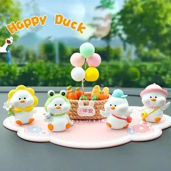 Милые мини-утки, украшения для автомобиля, приборная панель, украшения для салона автомобиля, кукольные украшения, счастливая утка, украшение для рабочего стола автомобиля, смола розовый