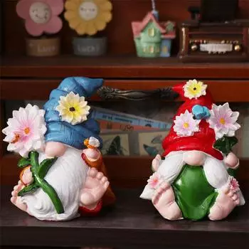 Милые миниатюры садовых гномов, мультяшные настольные украшения для гномов, фигурка эльфа-гнома для помещений красный
