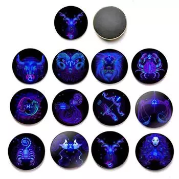 Милые модные двенадцать знаков зодиака, хрустальное стекло, магнитные наклейки на холодильник, наклейки для телефона 1