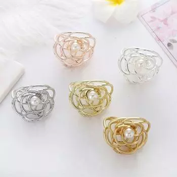 Милые модные металлические розы, жемчужные аксессуары для волос, заколки для волос, крабовые зажимы для волос Matt silver