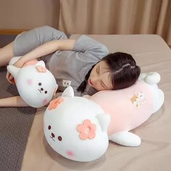 Милые мягкие игрушки сиба-ину, плюшевая лежащая собака чай, мягкая игрушка, животные, плюшевая кукла, подушка для детей, подарок на день рождения 50cm оранжевый