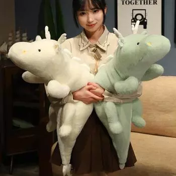 Милые мягкие пушистые снежные динозавры, плюшевые длинные подушки, игрушки, милые зеленые и белые драконы, мягкие игрушки, куклы для детей, подарочный декор 70cm зелёный