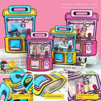 Милые мультяшные герметичные пакеты с изображением кукол, машин, кошек, конфет, закусок, пластиковая упаковка с самоблокирующейся молнией для дня рождения, фестиваля, вечеринки, детей, подарочный пакет 10PCS синий