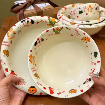 Милые мультяшные керамические миски для элитного ресторана, изысканные салатницы, десертницы, изысканные блюда, обеденные тарелки, изысканная столовая посуда