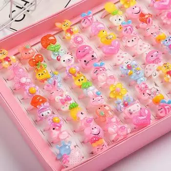 Милые мультяшные кольца, красивые модные игрушки, многоцветное кольцо, костюм принцессы, детские милые вечерние украшения для девочек, аксессуары, подарки