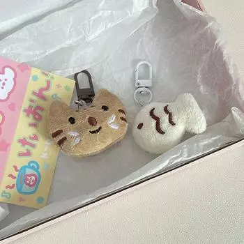 Милые мультяшные коты и рыбы брелки пара плюшевый котенок кукла игрушки сумка подвески брелки для женщин девочек кавайный брелок as the picture