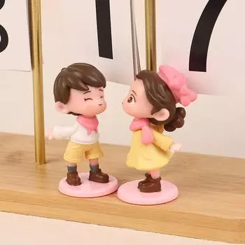 Милые мультяшные парные фигурки, украшения для автомобилей, фигурки, аксессуары для приборной панели автомобиля для девочек, подарки A