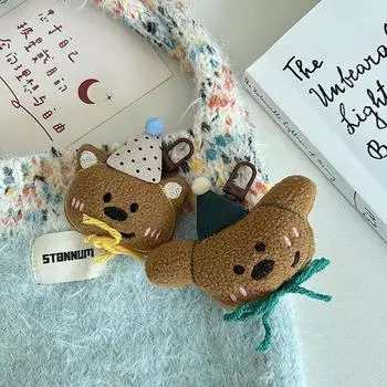 Милые мультяшные плюшевые куклы с маленькими животными, подвеска для ключей, рюкзак, подвесное украшение, подарок