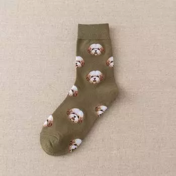 Милые мультяшные собачки среднего размера женские носки Ins Creative Female Sokken с принтом сиба-ину далматин мальзис плюшевый шпиц капля
