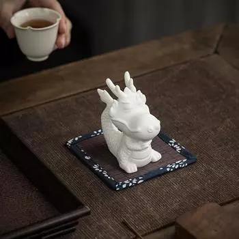 Милые мультяшные украшения в виде дракона, чайный питомец, милые питомцы, приносящие удачу, украшения для дома, керамические поделки, подарки, новые