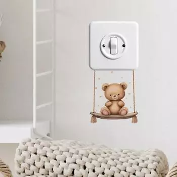 Милые мультяшные животные, детская спальня, веранда, гостиная, дом, декоративная наклейка на выключатель света, самоклеящиеся настенные наклейки 12*13cm