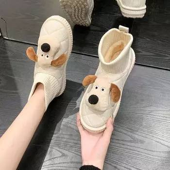 Милые мультяшные зимние сапоги женские зимние бархатные утолщенные термохлопковые ботинки женские зимние хлопковые сапоги 36