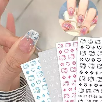 Милые наклейки для ногтей Hello Kitty, наклейки для ногтей 3D, милые наклейки для самостоятельного дизайна ногтей, идеально подходят для начинающих, для девочек и детей, для ногтей/лица/смартфона розовый